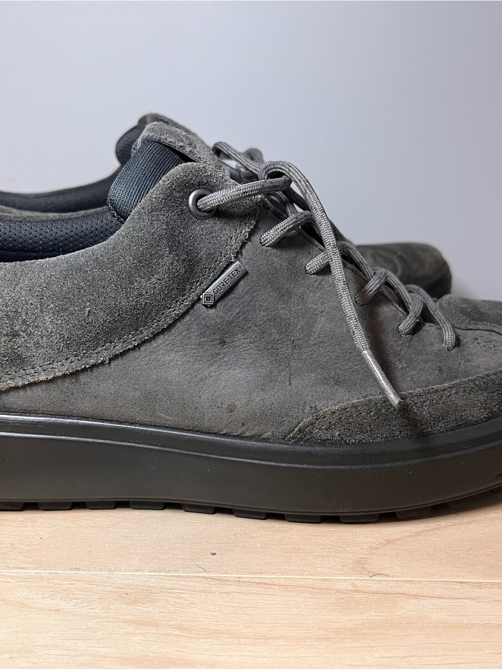 Men's ecco Gray Suede Lace-Up Casual Shoe with GORE-TEX